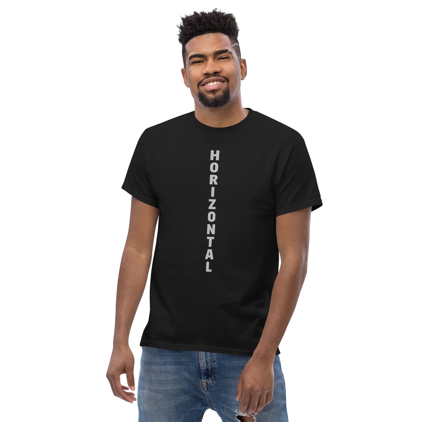 "HORIZONTAL" Men's classic tee black