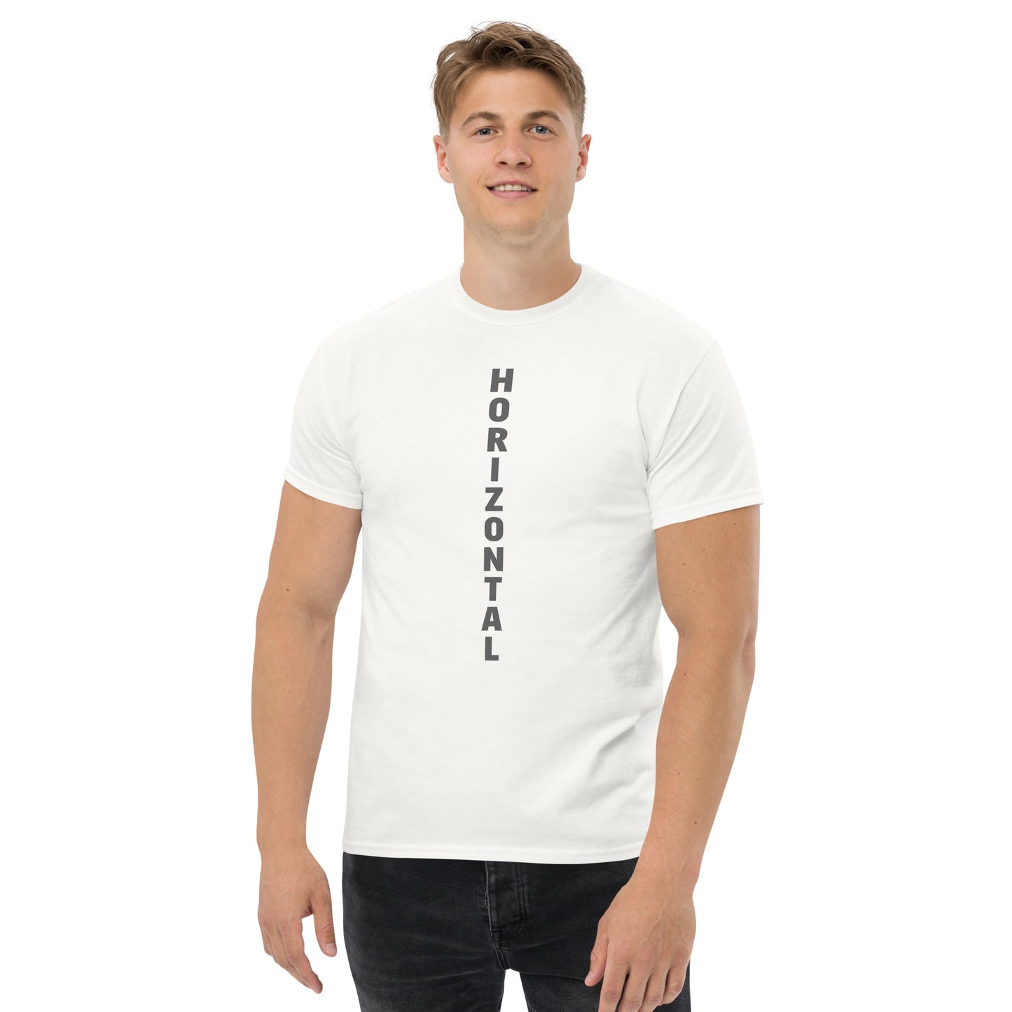 "HORIZONTAL" Men's classic tee white