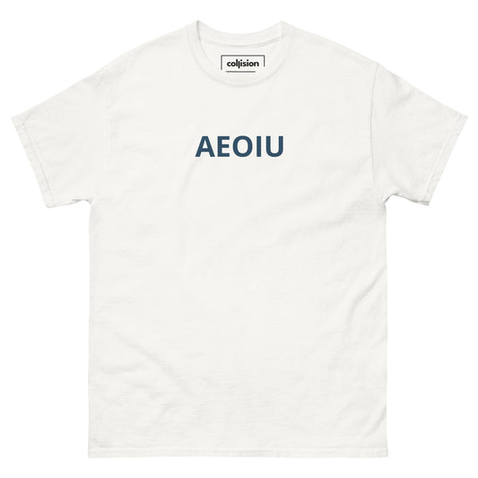 "AEOIU" Men's classic tee WHITE