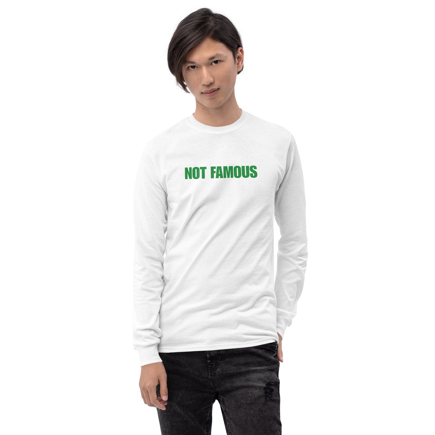 "FAMOUS" Men’s Long Sleeve Shirt White