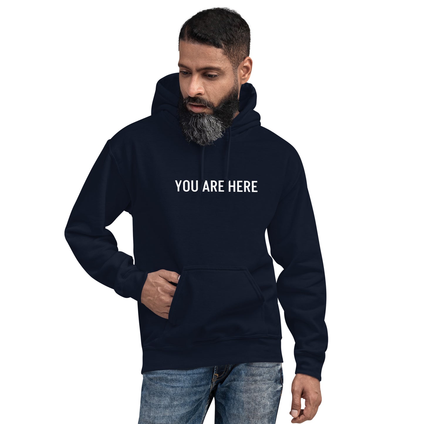 "HERE" Unisex Hoodie NAVY BLUE